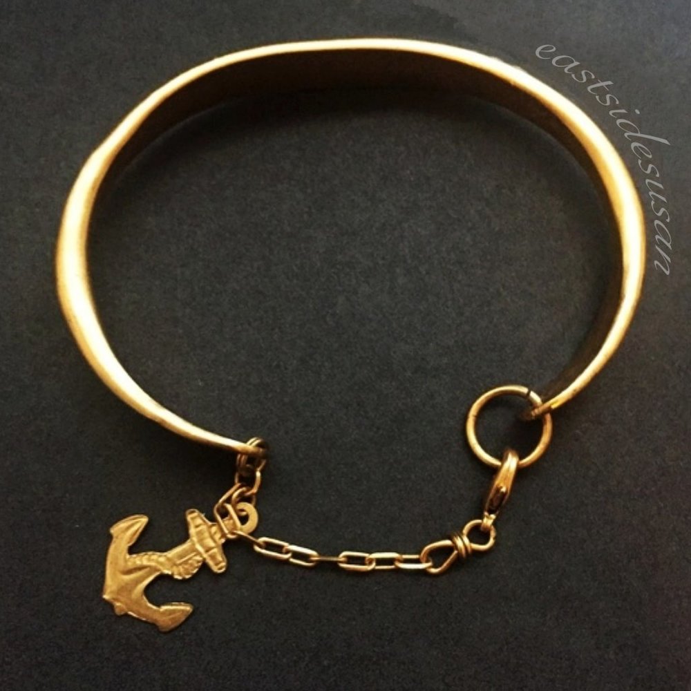 Delicate Brass Bracelet w ANCHOR Artist Made BFF Bangle IGWT Brooklyn